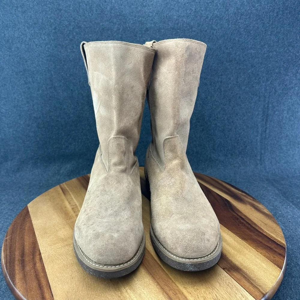 Vtg 70s Dickies Made in USA Tan Suede Cowboy Western Boots Size 11 EE